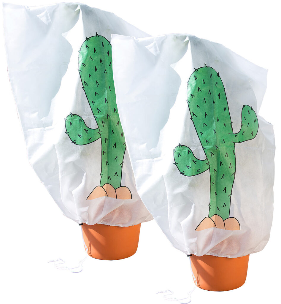 2er-Set Winterschutz-Haube „Kaktus“ für Pflanzen, 110 x 120cm