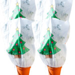4er-Set Winterschutz-Haube „Weihnachtsbaum“ für Pflanzen, 110 x 120 cm