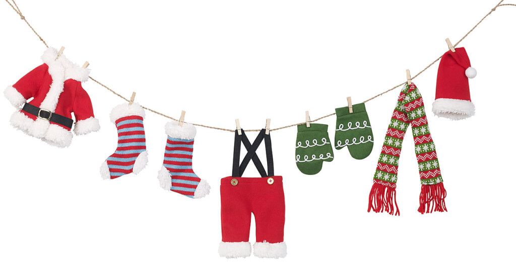 Weihnachts-Deko-Girlande „Weihnachtsmann-Wäscheleine“, 140 cm