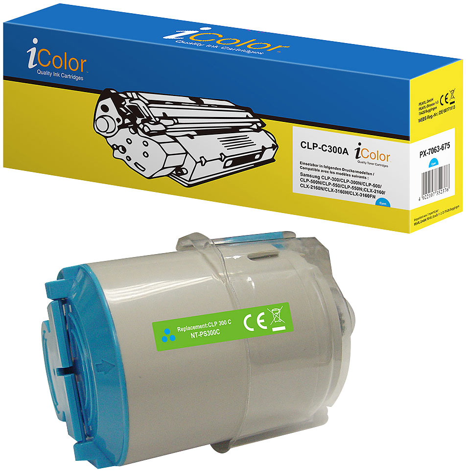 Toner kompatibel zu Samsung CLP-C300A, cyan Toner kompatibel zu Samsung CLP-C300A, cyan