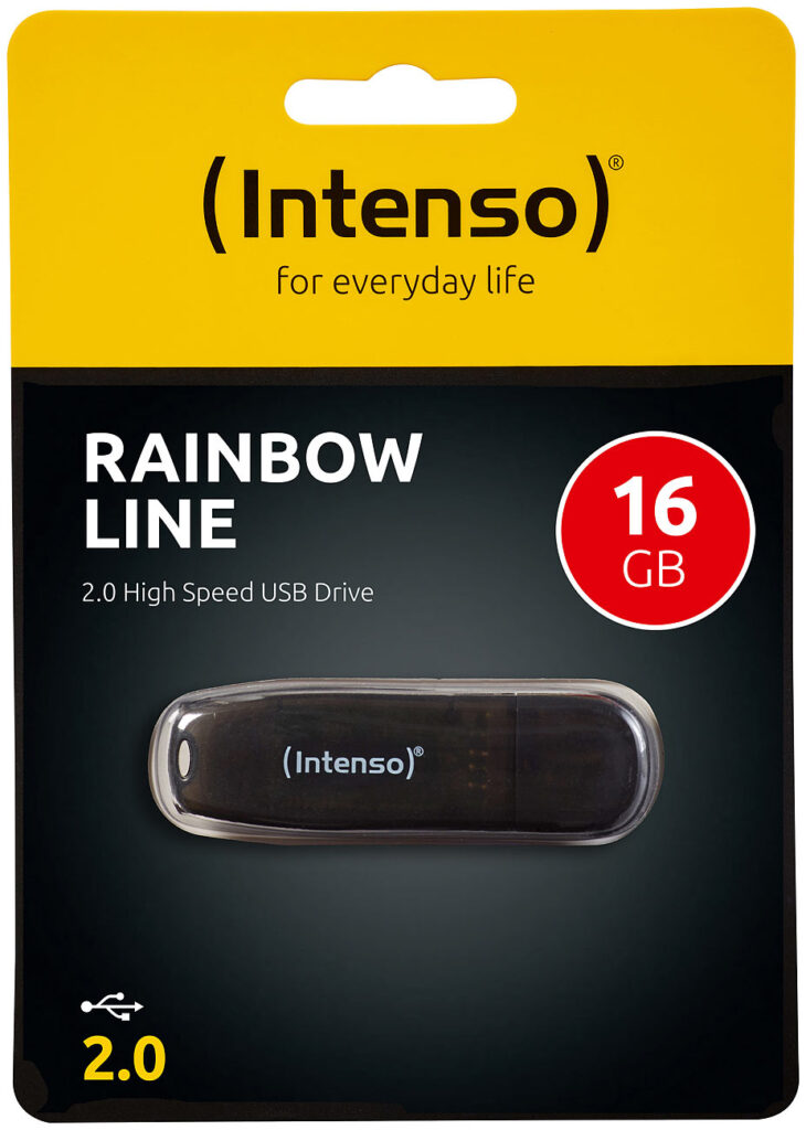 16 GB USB-Speicherstick Rainbow Line, transparent-schwarz