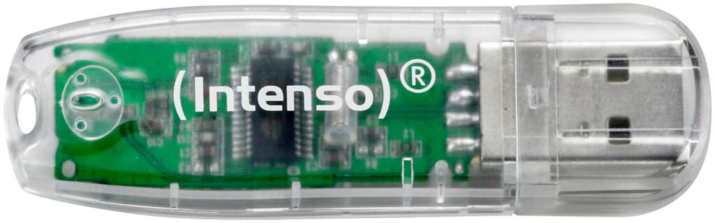 32 GB USB-Speicherstick Rainbow Line, transparent-klar