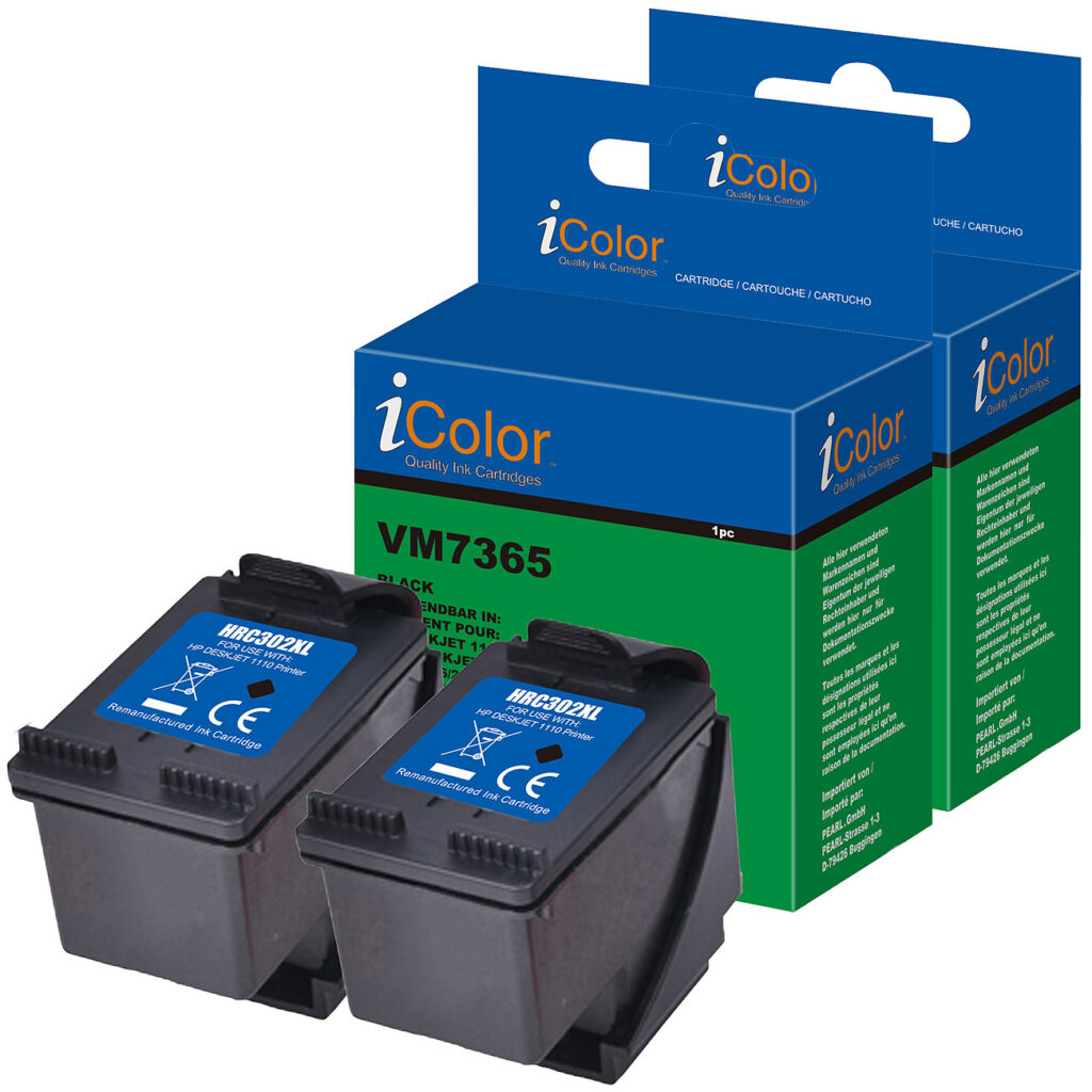 2er-Set Recycled Tintenpatronen für HP, ersetzt HP F6U68AE, black