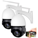 2er-Set PTZ-IP-Überwachungskameras mit 2K, 18x-Zoom, WLAN, App, 360°