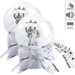 2er-Set Schneekugeln mit singendem Weihnachtsmann, LED-Laterne