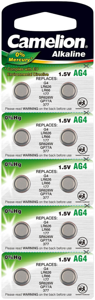 Knopfzelle AG4 / LR66 / LR626/ 177, 1,5V, 20mAh, 10er-Blister