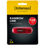128 GB USB-2.0-Speicherstick Rainbow Line, transparent-rot