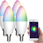 4er-Set WLAN-LED-Lampen, für Amazon Alexa/GA, E14, RGB, CCT