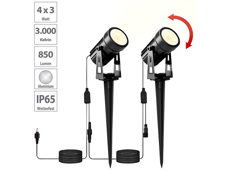 2tlg.-Erweiterungs-Set für Aluminium-Gartenspots, 425 Lumen, 6 Watt
