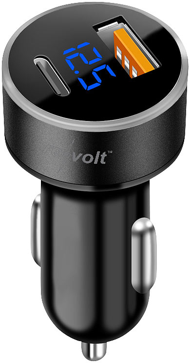 Kfz-USB-Ladegerät, LED-Spannungsanzeige, USB-C PD & USB Typ A, 32 Watt