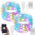 2er RGB-LED-Lichterdraht mit Musik-Steueurung, WLAN und App, USB, 10 m