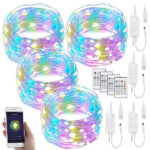 4er RGB-LED-Lichterdraht mit Musik-Steueurung, WLAN und App, USB, 10 m