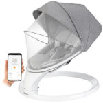 Smarte Babywippe aus Aluminium, mit Bluetooth, Touch-Buttons und App