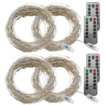 4er-Set USB-LED-Lichterdraht, 100 LEDs, 8 Modi, 10 m, tageslichtweiss