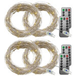 4er-Set USB-LED-Lichterdraht, 100 LEDs, 8 Modi, 10 m, warmweiss