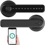 Sicherheits-Türbeschlag mit Fingerabdruck-Scanner, PIN & App, schwarz