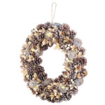 Advents- und Weihnachtskranz mit LED-Beleuchtung in beige, Ø 44 cm