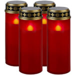 4er-Set XL-LED-Grablichter, Lichtsensor, Batteriebetrieb, 21 cm, rot