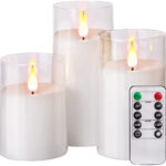 3er-Set LED-Echwachskerzen in transparenten Acrylgläsern, 3 Grössen 3er-Set LED-Echwachskerzen in transparenten Acrylgläsern, 3 Grössen