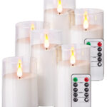 6er-Set weisser unterschiedlich hoher LED Echwachskerzen in Acrylgläsern