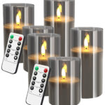 6er-Set grauer unterschiedlich hoher LED Echtwachskerzen in Acrylgläsern 6er-Set grauer unterschiedlich hoher LED Echtwachskerzen in Acrylgläsern