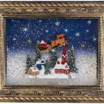 Weihnachts-Bilderrahmen „Weihnachtsdorf“ mit LEDs, Schneewirbel, Musik