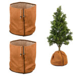 2er-Set Thermo-Topfschutz für Pflanzen, je 40 x 40 cm, mit Drainage, braun