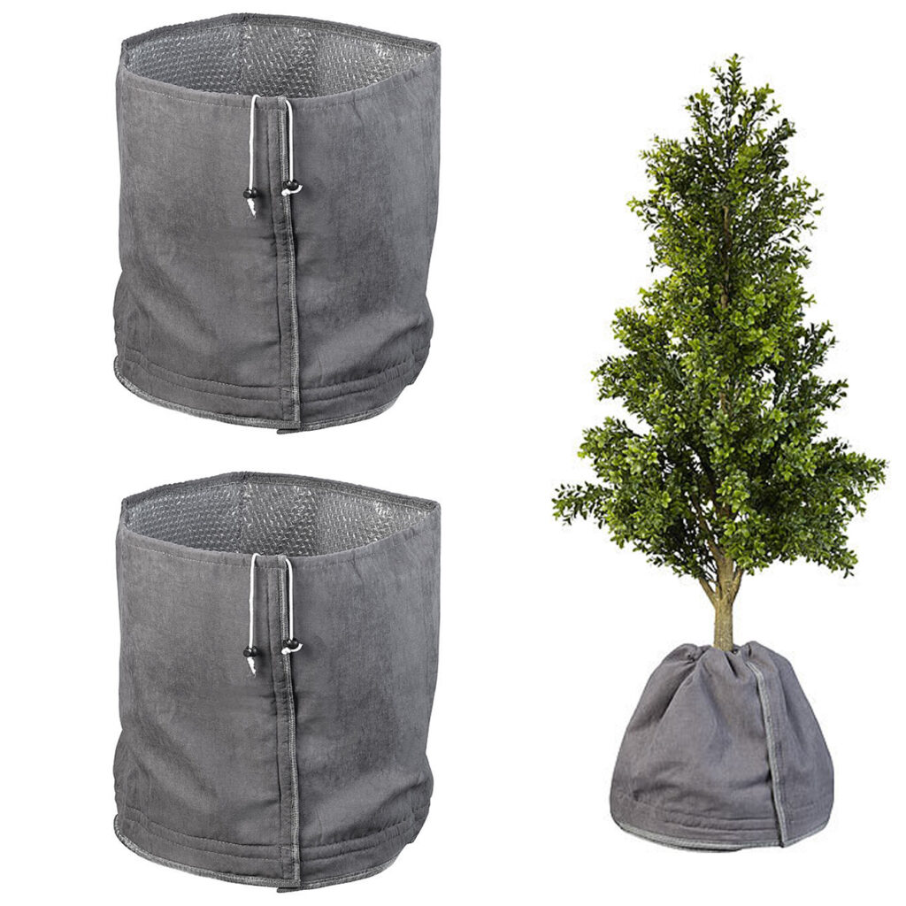 2er-Set XL-Thermo-Topfschutz für Pflanzen, je 70 x 65 cm, mit Drainage, anthrazit