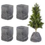 4er-Set XL-Thermo-Topfschutz für Pflanzen, je 70 x 65 cm, mit Drainage, anthrazit