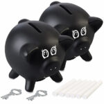 2er-Set Keramik Sparschwein zum um Beschriften, Kreide, Schlüssel