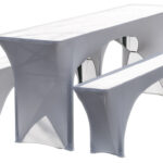 3-teiliges Stretch-Hussen-Set für Biertischgarnitur, weiss