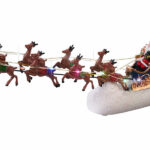 LED-Weihnachtsmann im Schlitten, mit Rentieren und 13 bunten LEDs