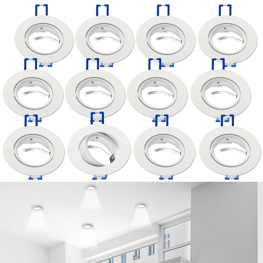 12er-Set Einbaustrahler-Rahmen, einstellbarer Abstrahlwinkel, weiss