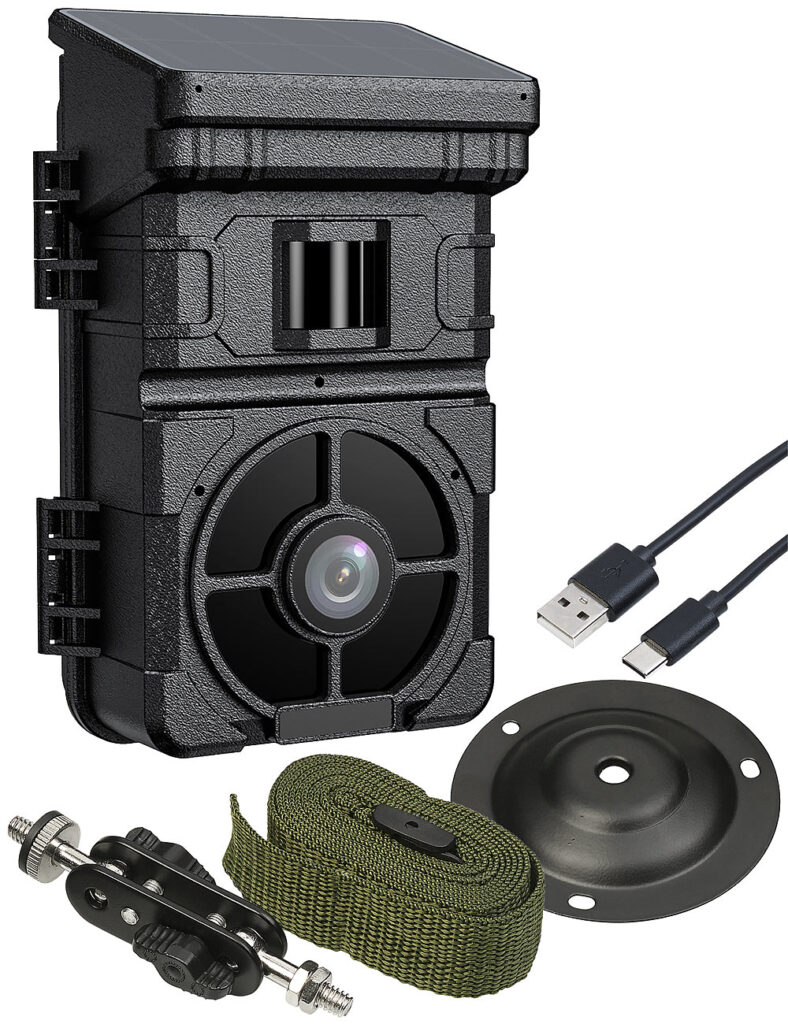 Full-HD-Wildkamera mit Solarpanel, 24 MP, Nachtsicht, PIR-Sensor, IP65