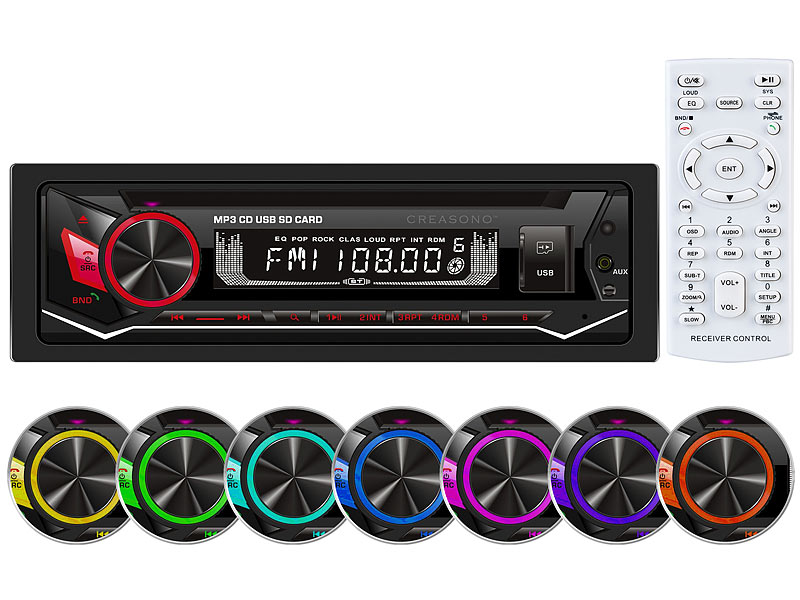 MP3-Autoradio, CD, Bluetooth, Freisprechfunktion, USB, microSD, 4 x 45 Watt