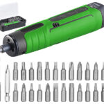 Akku-Stabschrauber mit 25 Bits & Bit-Halter, Drehmomentwahl, LED-Licht