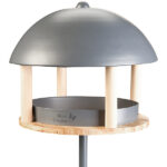 XL-Vogelhaus, Metalldach, Erdspiess & Futterfläche aus Holz, Ø 33,5 cm