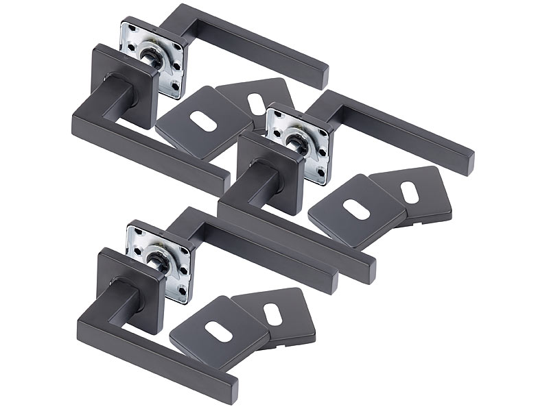 3er Edelstahl-Türbeschlag-Set, 6 Türklinken und Rosetten-Garnitur