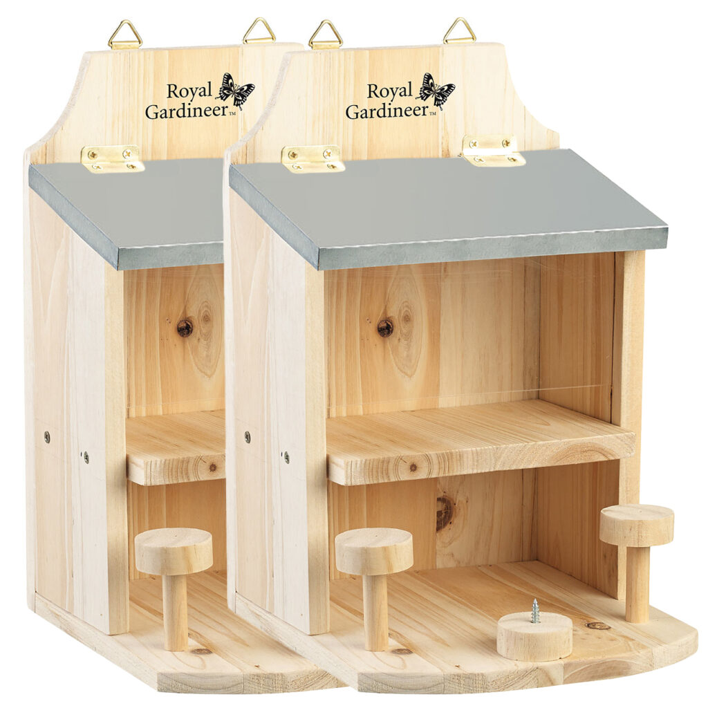 2er-Set Wetterfestes Eichhörnchen-Futterhaus mit Metalldach, Bausatz