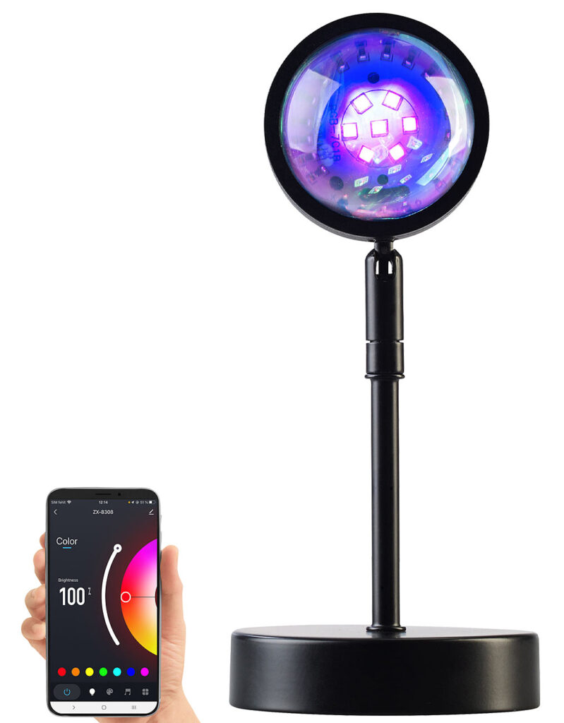 Smart RGB-Sonnenuntergangs-LED-Projektionslicht, 15 Watt, 180°, WLAN, App