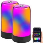 2er-Set smarte Stimmungsleuchten, RGB-IC-LEDs, 15 Modi, WLAN, schwarz