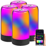 4er-Set smarte Stimmungsleuchten, RGB-IC-LEDs, 15 Modi, WLAN, schwarz