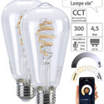 2er-Set LED-Filament-Lampen E27, CCT, 4,5 Watt (ersetzt 35 W), ZigBee-kompatibel