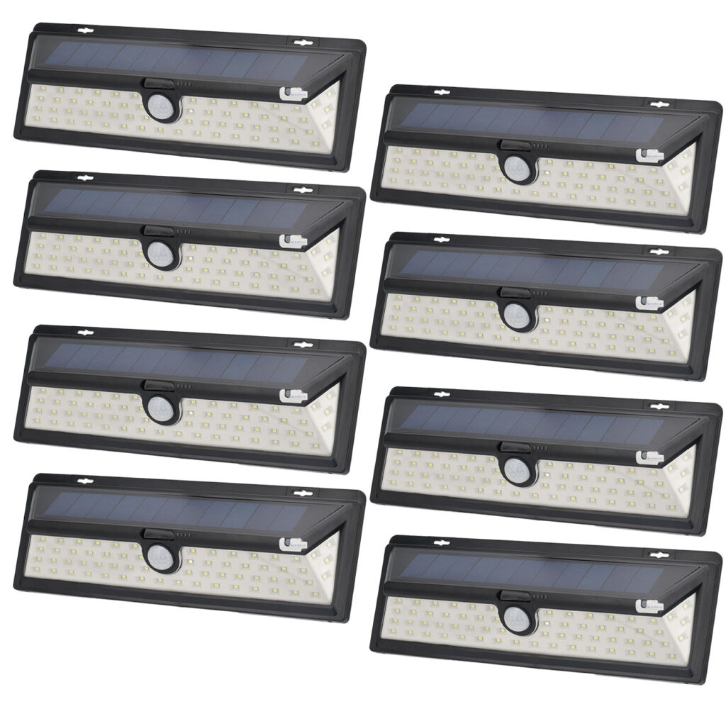 8er-Set Wandleuchte, mit Solarpanel, mit Bewegungs-Sensor, 800 Lumen, 13,2 Watt