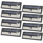 8er-Set Wandleuchte, mit Solarpanel, mit Bewegungs-Sensor, 800 Lumen, 13,2 Watt