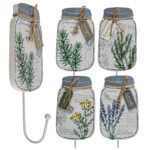 Weisser Holz-Wandhaken mit Blumendruck