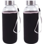 2er-Set Glas-Trinkflasche mit Neopren-Hülle, 420 ml 2er-Set Glas-Trinkflasche mit Neopren-Hülle, 420 ml