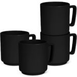 Design Tassen aus Steingut, 300ml, 4 Stück, mattschwarz