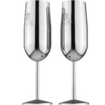 Metall-Champagnerglas-Set, 2tlg., silber, je 260 ml