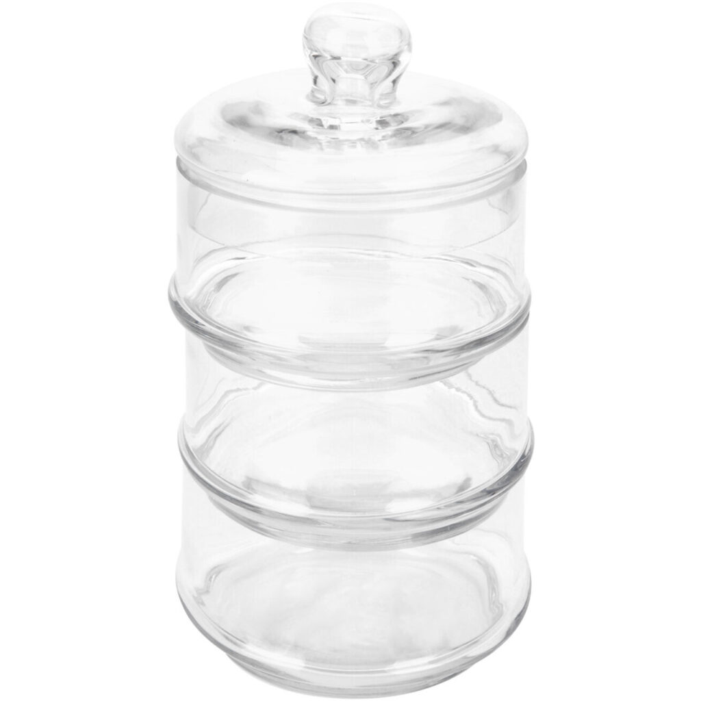 3-stöckige Glasschale mit Deckel, Ø 12cm x H 23 cm
